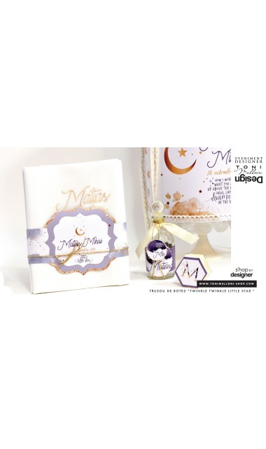 Trusou de botez pentru baieti cu praf de stele auriu, Twinkle Twinkle Little Star  35